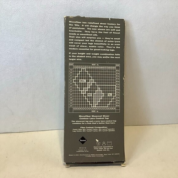 Vintage 1992 DKNY Microfiber Control Top Pantyhose Style 669 #3240-04 Black - Picture 5 of 8